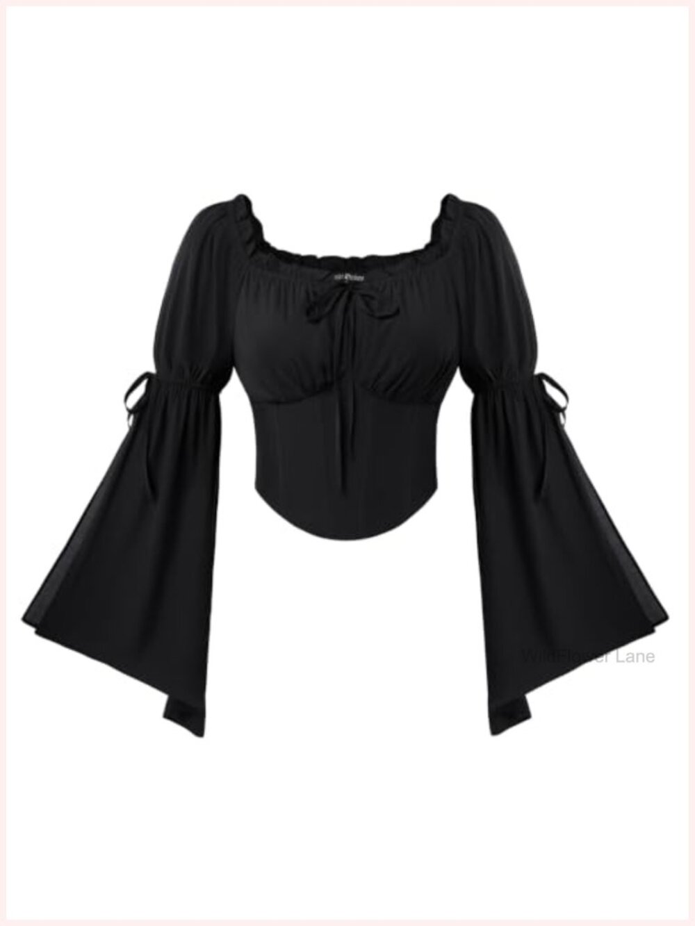 Women's Renaissance Corset Bell Sleeve Off Shoulder Top with Ruffle Tie
